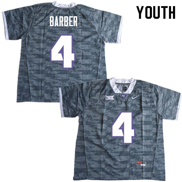 Youth #4 Taye Barber TCU Horned Frogs College Football Jerseys Sale-Gray